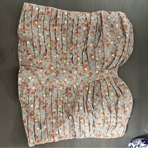 Urban Outfitters Floral Pleated Top - Gray and Orange
